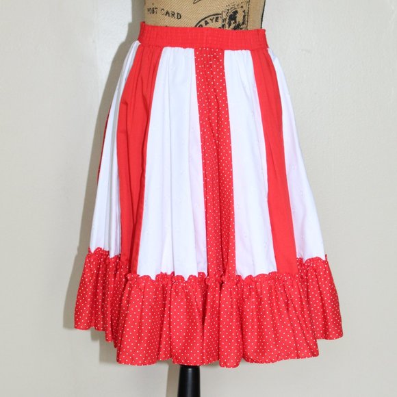 Vtg Partners Please Malco Modes Red White Square Dance Set Skirt Blouse M/L - Picture 3 of 10